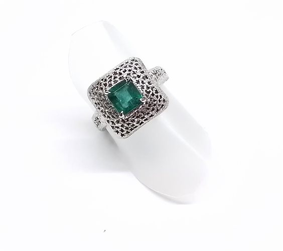 Anello Soprana Donna SMERALDO in Oro bianco Smeraldo 1.00 Ct ANOB SME 1.00 - ANOB SME 1.00
